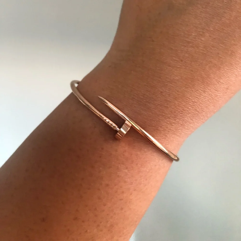 Rose Gold Small Model Nail Bracelet - Picture 9 of 9